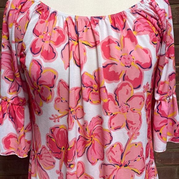 Simply Southern Floral 3/4 Sleeve Fringe Dress Size Large - Picture 3 of 8